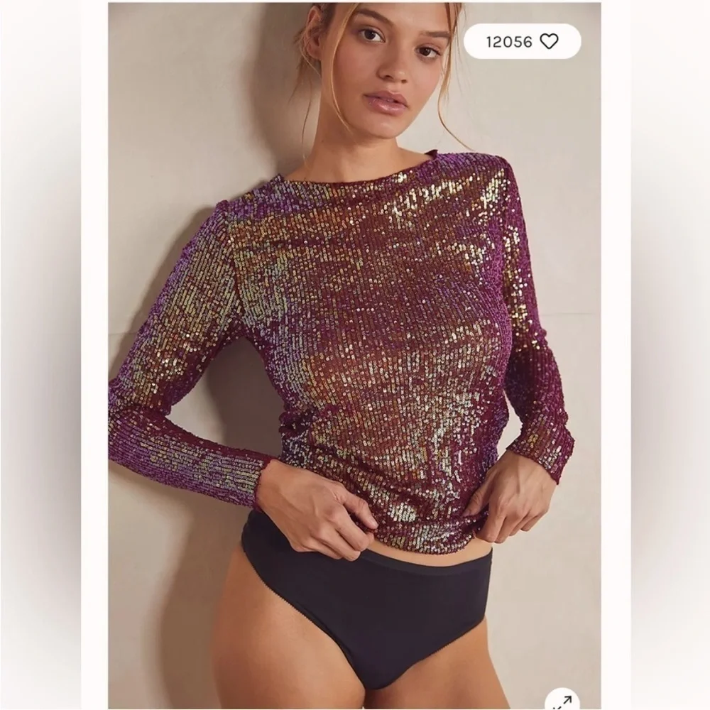 Free People Gold Rush Long Sleeve in Wine Combo Size XS NWOT